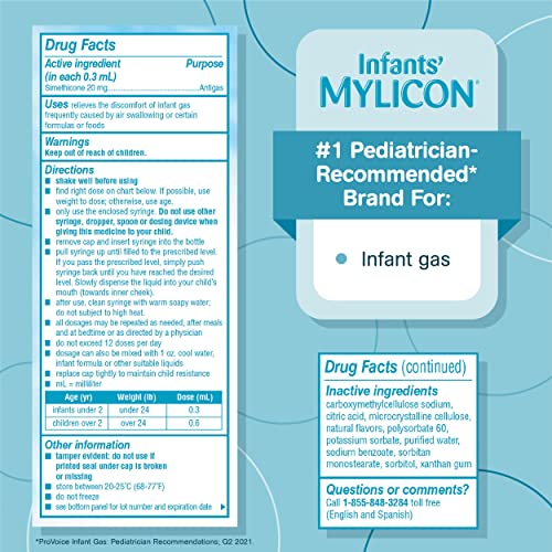 MYLICON Infants Gas Relief Drops for Infants and Babies, Dye Free Formula, 1 Fluid Ounce