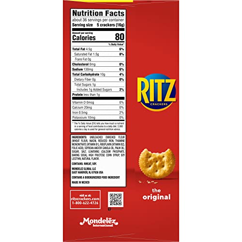 RITZ Original Crackers, 20 Snack Packs (6 Crackers Per Pack)