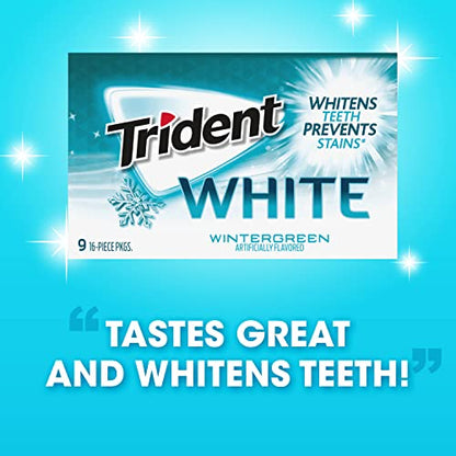 Trident White Peppermint Sugar Free Gum, 16 Count (Pack of 9)