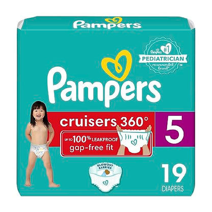 Pampers Cruisers 360 Diapers - Size 5, One Month Supply (128 Count), Pull-On Disposable Baby Diapers, Gap-Free Fit