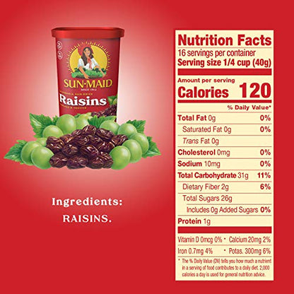 Sun-Maid California Sun-Dried Raisins - (2 Pack) 32 oz Resealable Bag - Dried Fruit Snack for Lunches, Snacks, and Natural Sweeteners