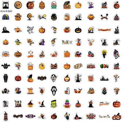 100PCS Non-Repeating Halloween Pumpkin Theme Stickers, Vinyl Waterproof Holiday Party Stickers, Kids and Youth Adult Party Favors Gifts