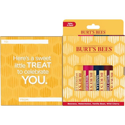 Burt's Bees Lip Balm - Pink Grapefruit, Mango, Coconut & Pear, and Pomegranate Pack, Lip Moisturizer With Beeswax, Tint-Free, Natural Origin Conditioning Lip Treatment, 4 Tubes, 0.15 oz.