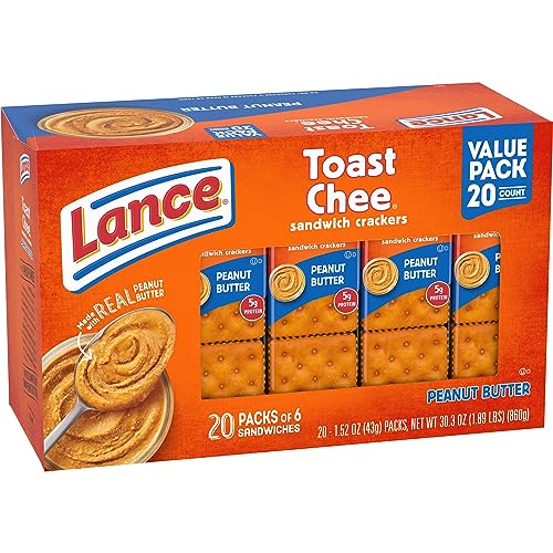 Lance Sandwich Crackers, Captain's Wafer Grilled Cheese, 10 Individual Packs, 6 Sandwiches Each