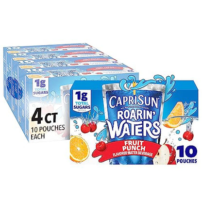 Capri Sun 100% Juice Fruit Punch Naturally Flavored Kids Juice Blend (40 ct Pack, 4 Boxes of 10 Pouches)