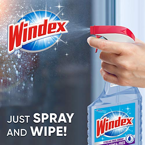 Windex Ammonia-Free Glass and Window Cleaner Spray Bottle, Bottle Made from 100% Recovered Coastal Plastic, Crystal Rain Scent, 23 Fl Oz