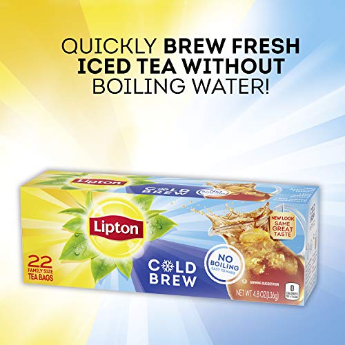 Lipton Unsweetened Iced Tea Bags, Family Size Tea Bags, 144 Total Tea Bags (24ct - Pack of 6)