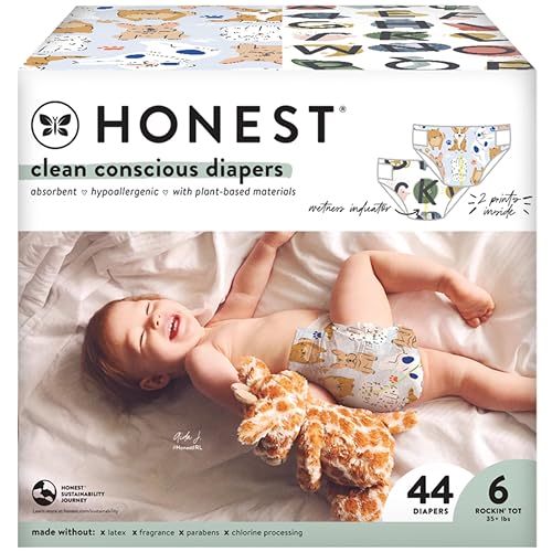 The Honest Company Clean Conscious Diapers | Plant-Based, Sustainable | Above It All + Pandas | Club Box, Size Newborn, 72 Count