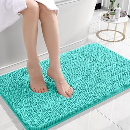 OLANLY Bathroom Rugs 24x16, Extra Soft Absorbent Chenille Bath Rugs, Non-Slip, Dry Quickly, Machine Washable, Bath Mats for Bathroom Floor, Tub and Shower, Beige