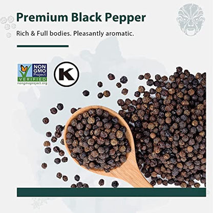 Soeos Black Peppercorns, 16oz (Pack of 1), Non-GMO, Kosher, Packed to Keep Peppers Fresh, Peppercorn for Grinder Refill, Whole Peppercorns