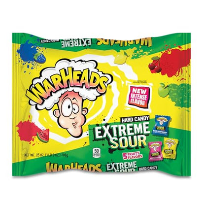 WARHEADS - Extreme Sour Hard Candy - Assorted Flavors - Sour Apple, Black Cherry, Blue Raspberry, Lemon & Watermelon Flavors - 2 oz. Bag