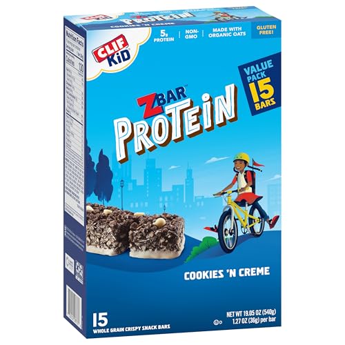 Zbar Protein - Cookies 'n Creme - Crispy Whole Grain Snack Bars - Made with Organic Oats - Non-GMO - 5g Protein - 1.27 oz. (15 Pack)