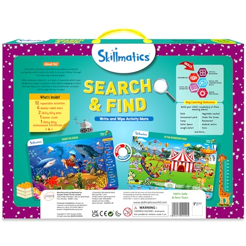 Skillmatics Preschool Learning Activity - Search and Find Educational Game, Perfect for Kids, Toddlers Who Love Toys, Art and Craft Activities, Gifts for Girls and Boys Ages 3, 4, 5, 6