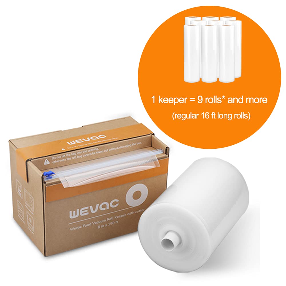 Wevac 11” x 150’ Food Vacuum Seal Roll Keeper with Cutter, Ideal Vacuum Sealer Bags for Food Saver, BPA Free, Commercial Grade, Great for Storage, Meal prep and Sous Vide