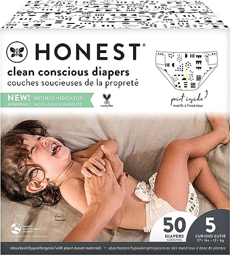 The Honest Company Clean Conscious Diapers | Plant-Based, Sustainable | Above It All + Pandas | Club Box, Size Newborn, 72 Count