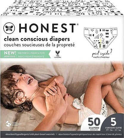 The Honest Company Clean Conscious Diapers | Plant-Based, Sustainable | Above It All + Pandas | Club Box, Size Newborn, 72 Count