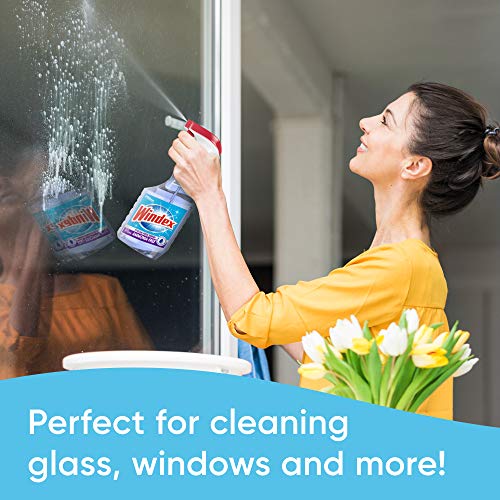 Windex Ammonia-Free Glass and Window Cleaner Spray Bottle, Bottle Made from 100% Recovered Coastal Plastic, Crystal Rain Scent, 23 Fl Oz