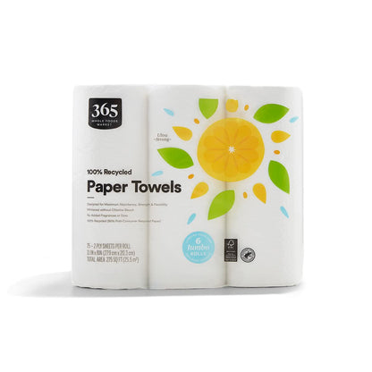 365 by Whole Foods Market, Paper Towels 135 Sheet Jumbo Rolls 3 Count, 135 Count