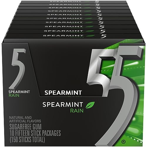 5 GUM Peppermint Cobalt Sugar Free Chewing Gum Bulk, 15 Sticks (Pack of 10)