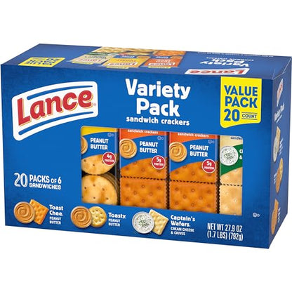 Lance Sandwich Crackers, Captain's Wafer Grilled Cheese, 10 Individual Packs, 6 Sandwiches Each