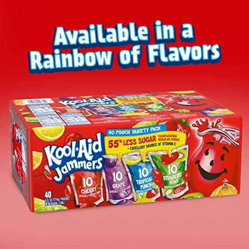 Kool-Aid Jammers Blue Raspberry Flavored Kids 0% Juice Drink (10 ct Box, 6 fl oz Pouches)