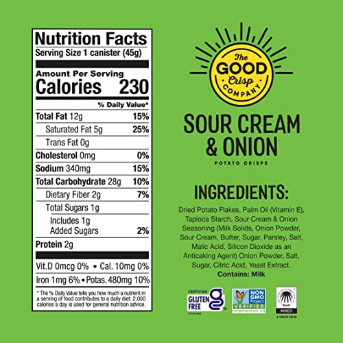 The Good Crisp Company, Good Crisps Minis (Original, 1.6 Ounce, Pack of 12) Non-GMO, Allergen Friendly, Potato Chip Snack Pack, Gluten Free Snacks