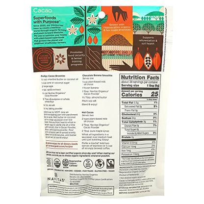 Navitas Organics Cacao Powder, Regenerative Organic Certified, Non-GMO, Fair Trade, Gluten-Free, 8oz. Bag, 15 Servings