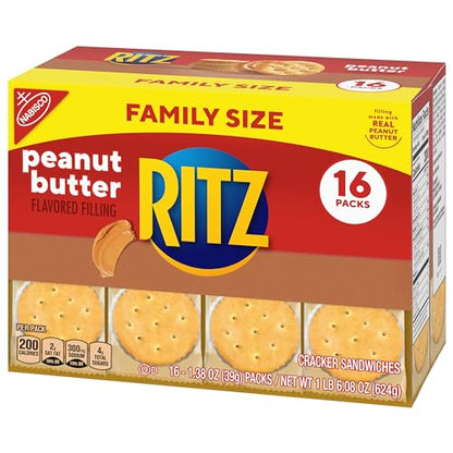 RITZ Peanut Butter Sandwich Crackers, 48 Snack Packs (6 Boxes, 6 Crackers Per Pack)