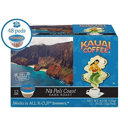 Kauai Coffee Na Pali Coast Dark Roast - Compatible with Keurig Pods K-Cup Brewers (1 Pack of 12 Single-Serve Cups)