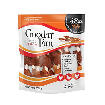 Good'N'Fun Triple Flavored Rawhide Kabobs For Dogs