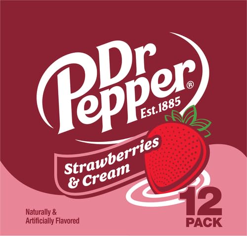 Dr Pepper Zero Strawberries and Cream Soda, 12 fl oz cans, 12 Pack