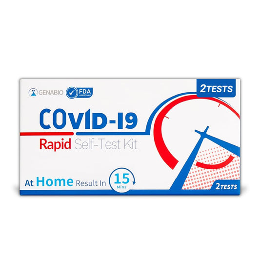 COVID-19 Home Test Kit, 2 Pack 15 Minute Results, Antigen Rapid Self-Test Non-Invasive Short Nasal Swab, Easy to Use, Reimbursable by Most Payers Genabio (1 Pack, 2 Tests)