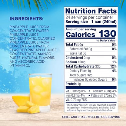 Dole 100% Juice, Pineapple, 46 Ounce Cans (Pack of 6)