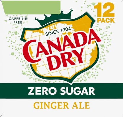 Canada Dry Zero Sugar Ginger Ale Soda, 12 fl oz cans (Pack of 12)