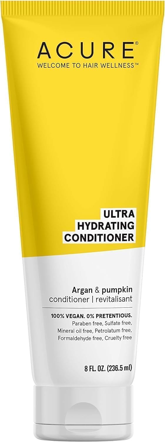 Acure Shampoo 100% Vegan, Ultra Hydrating Moisture & Omega Fatty Acids, , Yellow Argan Oil & Pumpkin, 8 Fl Oz