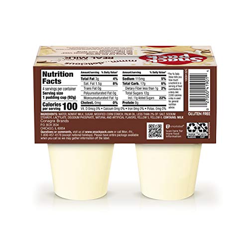 Snack Pack Vanilla Flavored Pudding, 4 Count Pudding Cups