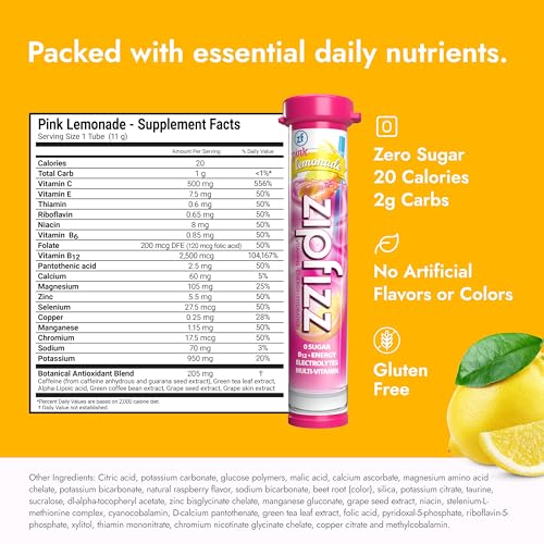 Zipfizz Energy Drink Mix, Electrolyte Hydration Powder with B12 and Multi Vitamin, Berry (12 Count)