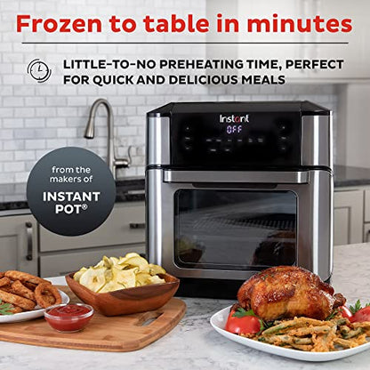 Instant Pot 10QT Air Fryer, 7-in-1 Functions with EvenCrisp Technology that Crisps, Broils, Bakes, Roasts, Dehydrates, Reheats & Rotisseries, Includes over 100 In-App Recipes, Stainless Steel