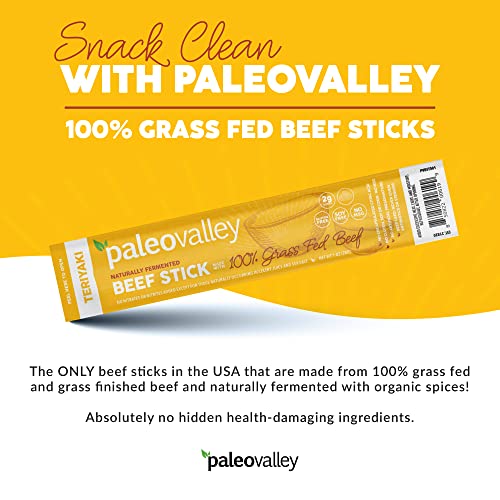 Paleovalley 100% Grass Fed Original Beef Sticks - Delicious Gluten Free Beef Snack - High Protein Keto Friendly