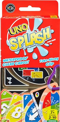 Mattel Games UNO Flip! Splash Card Game for Kids, Adults & Game Night with Water-Resistant Double-Sided Cards