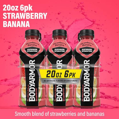 BODYARMOR Sports Drink Sports Beverage, Strawberry Banana, Coconut Water Hydration, Natural Flavors With Vitamins, Potassium-Packed Electrolytes, Perfect For Athletes, 12 Fl Oz (Pack of 8)