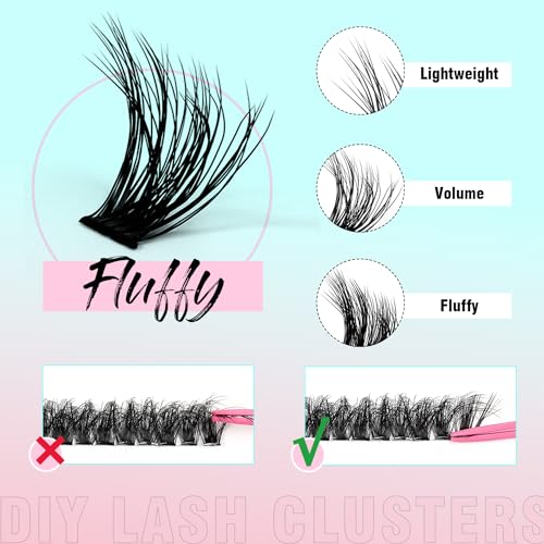 VAVALASH DIY Lash Extension Kit 280 Clusters Individual Lashes Kit 30D 40D 0.07D-10-16mm Lash Clusters, Lash Bond and Seal, Lash Tweezer for DIY Eyelash Extension at Home（Kit-30D+40D-0.07D-10-16MIX）