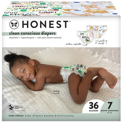 The Honest Company Clean Conscious Diapers | Plant-Based, Sustainable | Above It All + Pandas | Club Box, Size Newborn, 72 Count