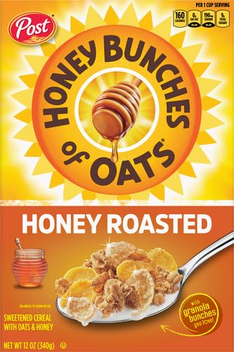 Honey Bunches of Oats with Strawberries Breakfast Cereal, Strawberry Cereal with Oats and Granola Clusters, 11 OZ Box