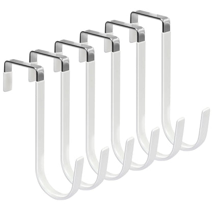 FYY Over the Door Hooks, 4 Pack Hangers Hooks with Rubber Prevent Scratches Heavy Duty Organizer for Living Room, Bathroom, Bedroom, Kitchen Hanging Clothes, Towels, Hats, Coats, Bags White