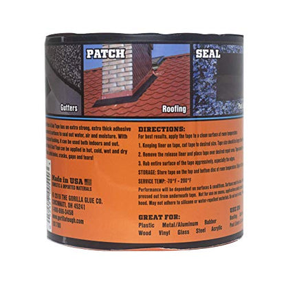 Gorilla Waterproof Patch & Seal Tape 4" x 10' Black, (Pack of 1)