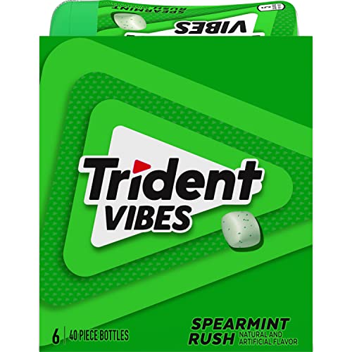 Trident Vibes Spearmint Rush Sugar Free Gum, 6 Bottles of 40 Pieces (240 Total Pieces)