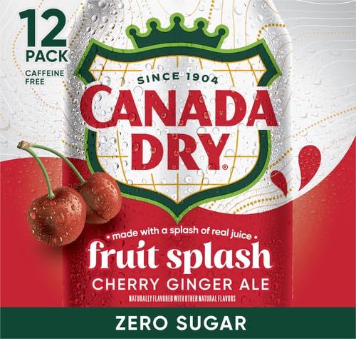 Canada Dry Fruit Splash Cherry Ginger Ale Zero Sugar Soda, 12 fl oz cans, 12 pack