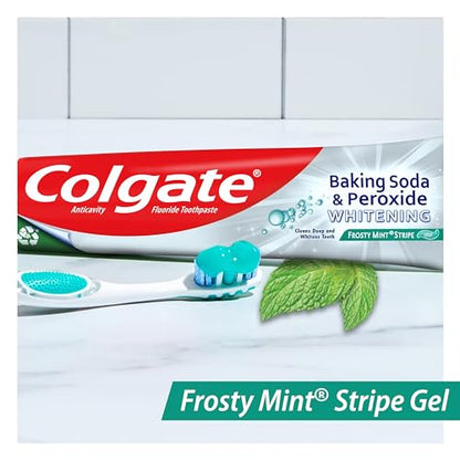 Colgate Baking Soda & Peroxide Toothpaste - Whitens Teeth, Fights Cavities & Removes Stains, Brisk Mint, 6 Ounce (Pack of 2)