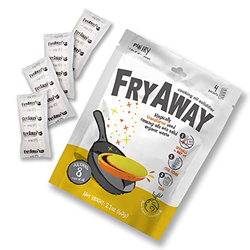 FryAway Pan Fry Cooking Oil Solidifier, As Seen on Shark Tank, Solidifies up to 8 Cups - Plant-Based Cooking Oil Solidifier Powder that Turns Used Oil into a Solid for Easy Cleanup and Disposal - Easy to Use, Made in the USA, Kosher